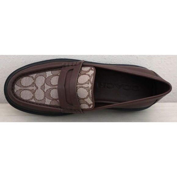 Coach CC833 Men's Sz 8D Brown Signature Jacquard Leather Brooks Loafers - Picture 8 of 13